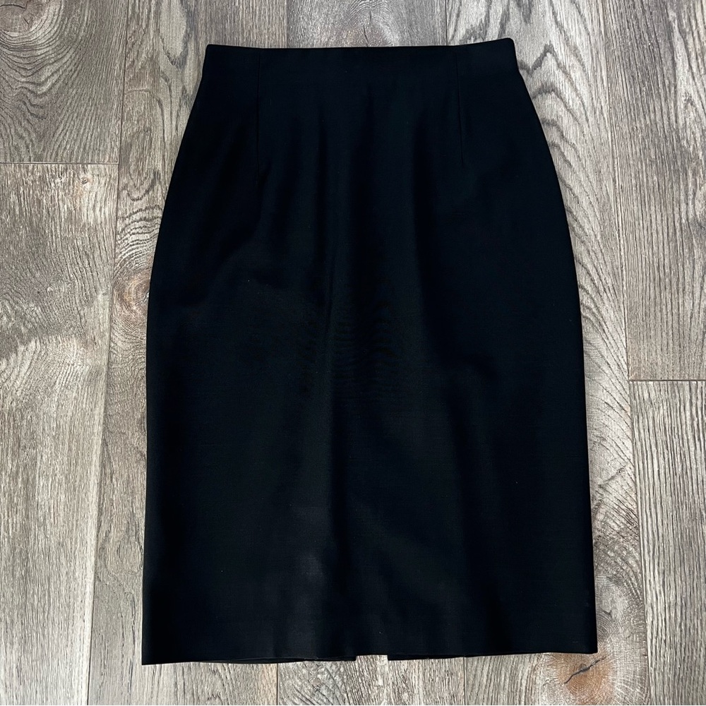 GIANNI VERSACE Couture Vintage Black Wool Pencil Skirt Size 10